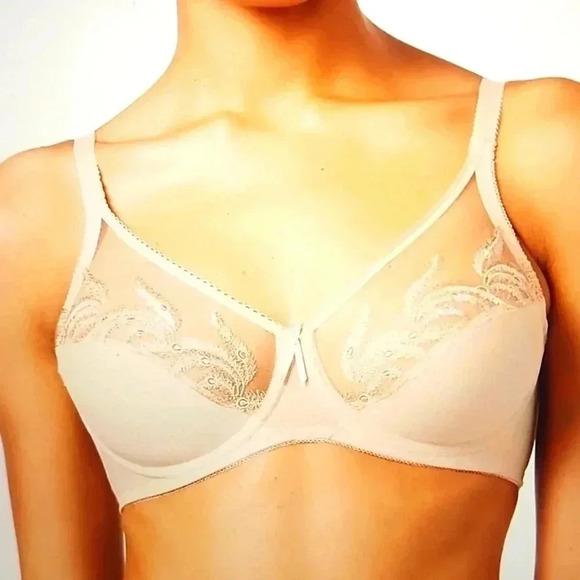 WACOAL FEATHER FULL FIGURE SHEER EMBROIDERY UNDERWIRE BRA SIZE 42G - Picture 1 of 5